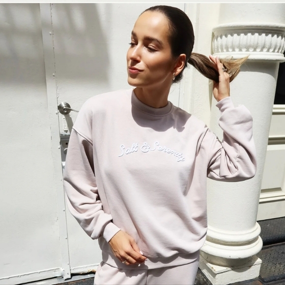 NWOT Atella Beige Sweatshirt Salt & Serenity Size M - Picture 2 of 4